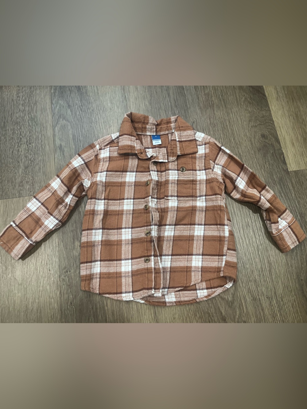 Toddler Old Navy Brown Plaid Button-Up Flannel